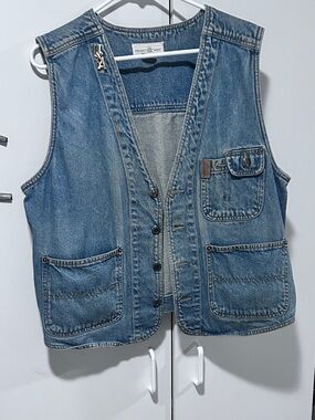 Point Zero Light Blue Denim Vest with Metal Snap